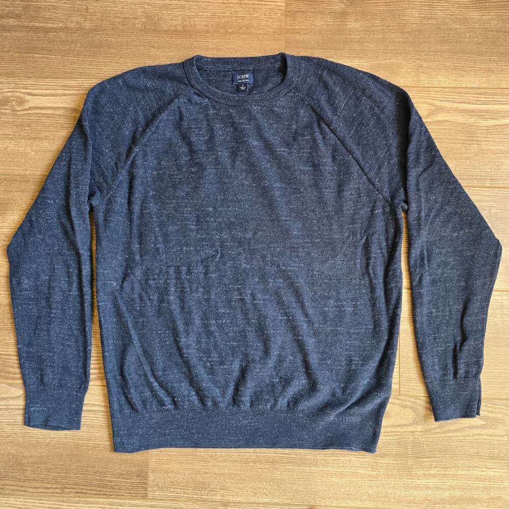 J.CREW Sweater Mens L Navy Crewneck Pullover Cotton Academia Office Grandpacore